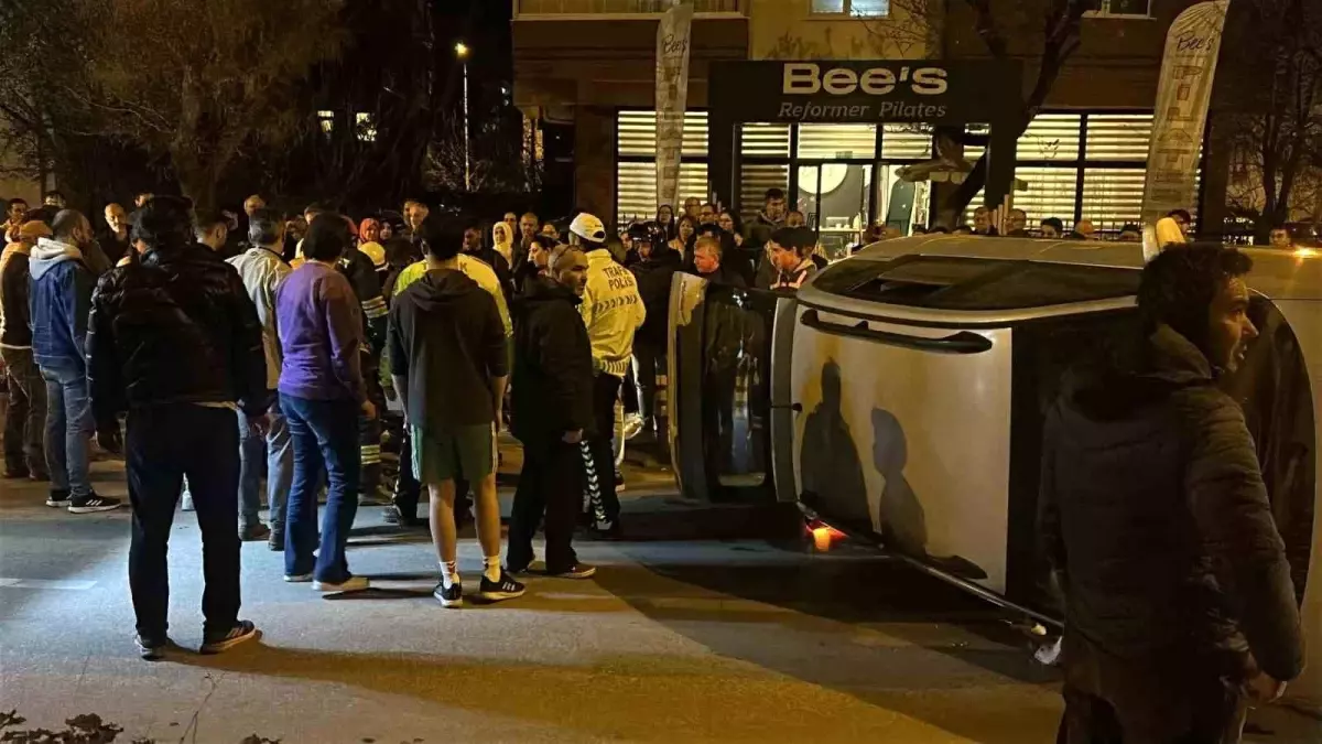 Eskişehir’de Araç Yan Yattı