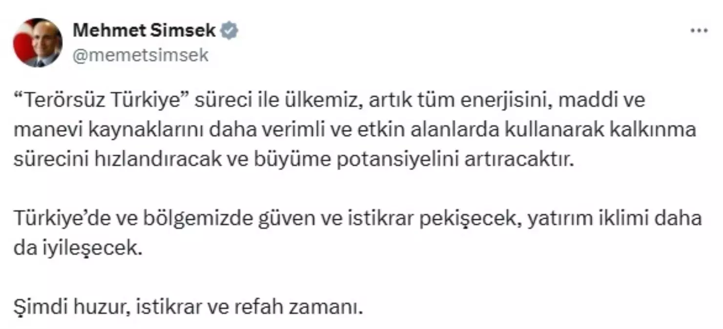 Şimşek’ten Huzur ve İstikrar Vurgusu